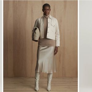 Quince 100% Washable Silk Skirt (Champagne, Size:M)